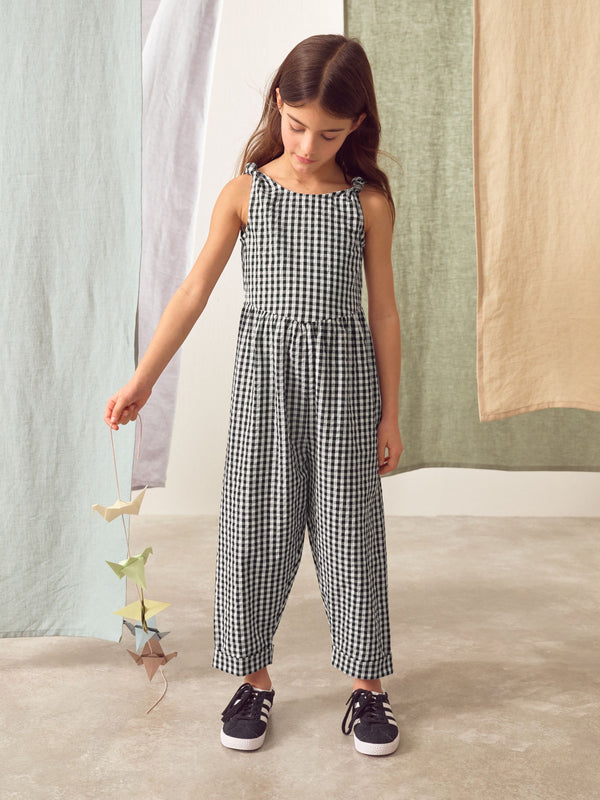 Mono Gingham 100% Cotton Barrel Playsuit (3-16yrs)