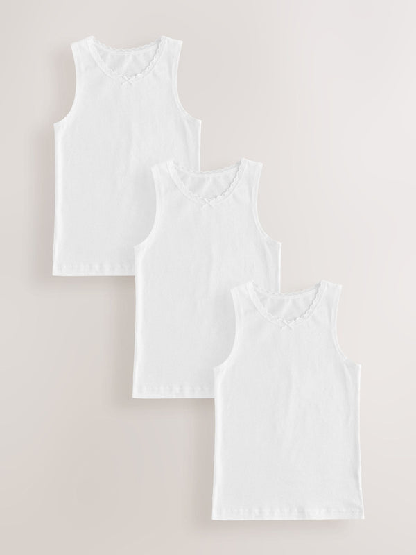 White 3 Pack Lace Trim Vest (1.5-16yrs)
