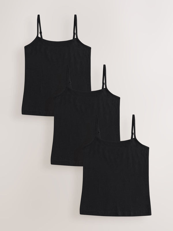 Black Strappy Cami Vests 3 Pack (1.5-16yrs)
