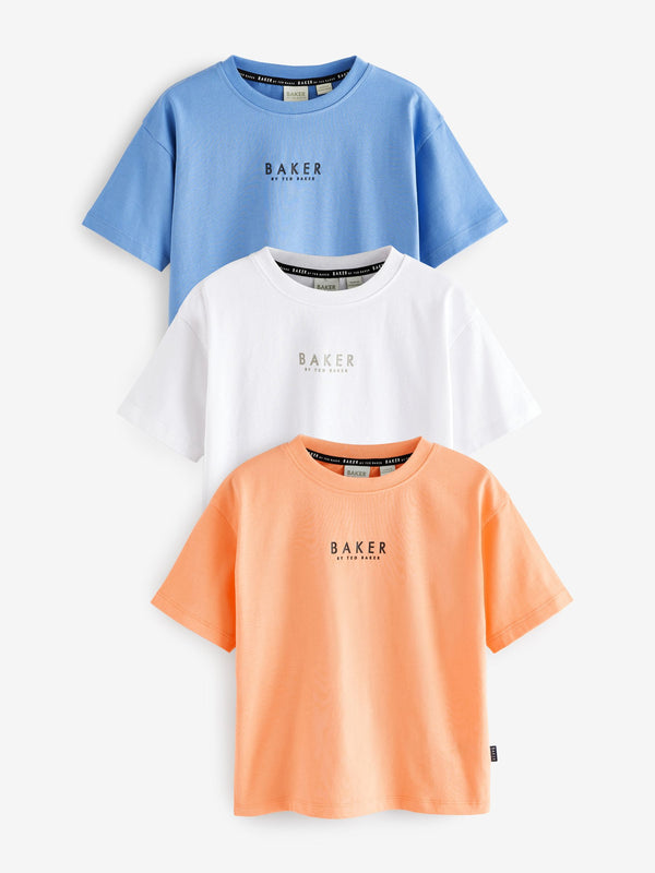 Baker by Ted Baker 3 Pack Orange/Blue/White T-Shirts