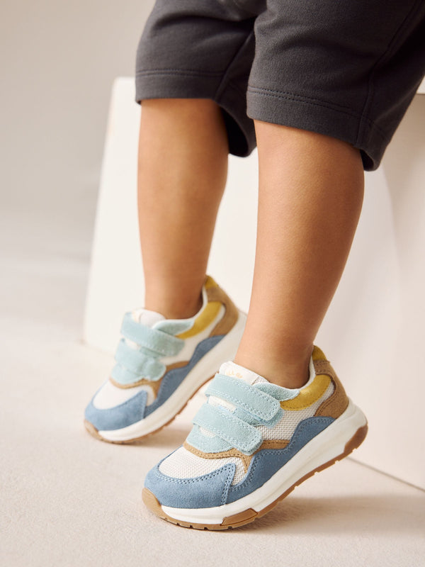 Blue Multi Suede Touch Fastening Trainers