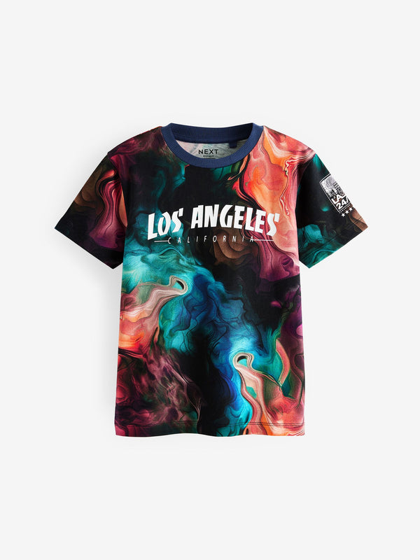 Black/Multi Marble Regular Fit Short Sleeve All-Over Print T-Shirt (3-16yrs)