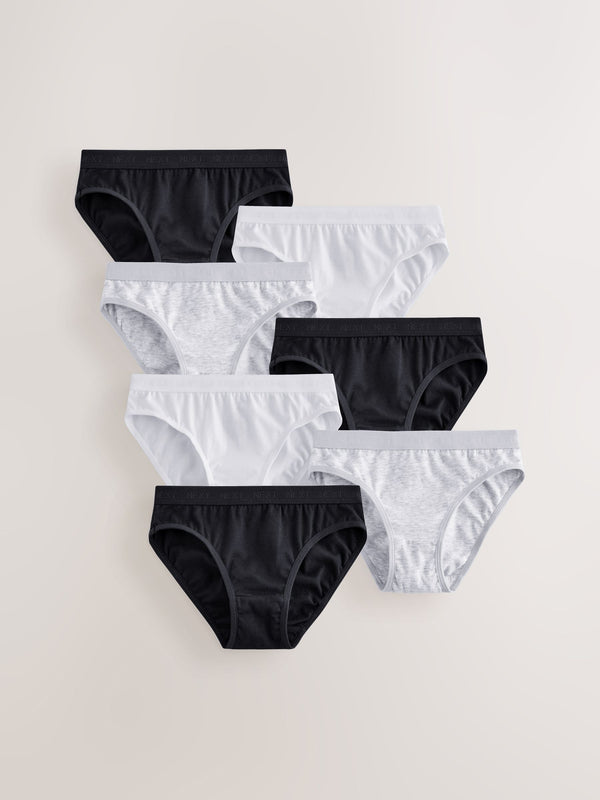 Black/White/Grey Bikini Briefs 7 Pack (5-16yrs)