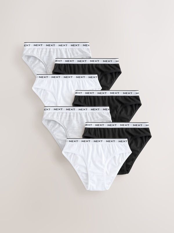Black/White/Grey Bikini Briefs 7 Pack (5-16yrs)