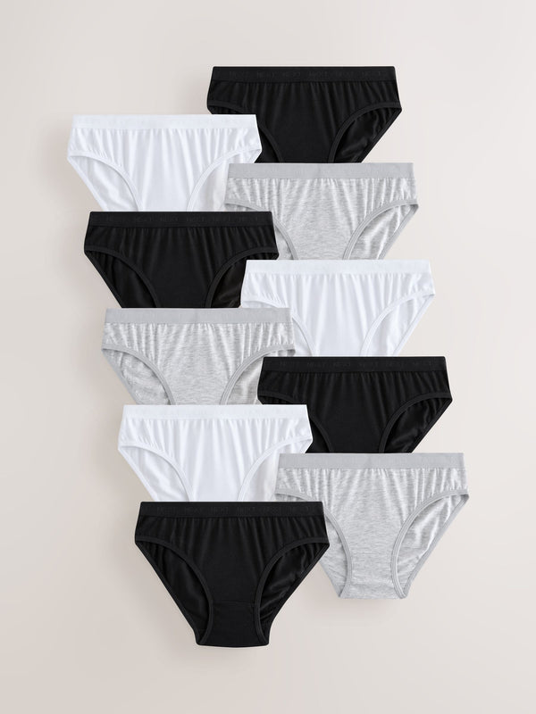 Black/White Bikini Briefs 10 Pack (5-16yrs)