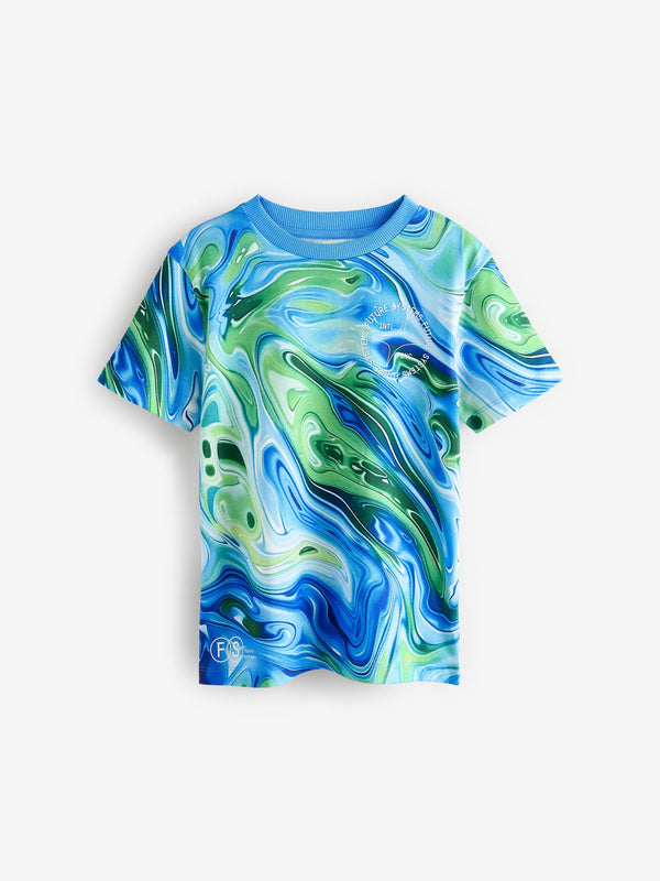 Blue Swirl Regular Fit Short Sleeve All-Over Print T-Shirt (3-16yrs)