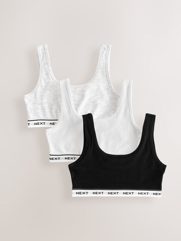 Black/White/Grey Crop Tops 3 Pack (5-16yrs)