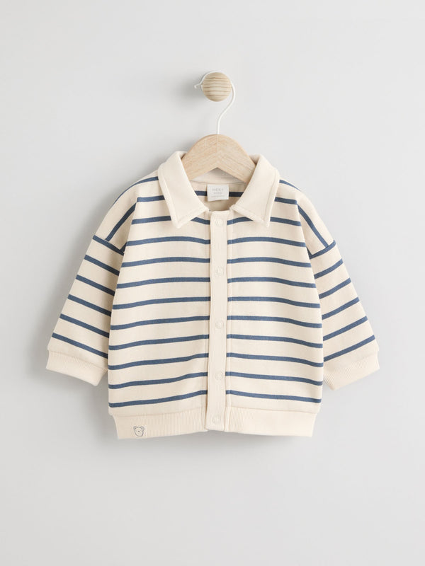 Navy/White Popper Through Collared Jersey Jacket (0mths-2yrs)