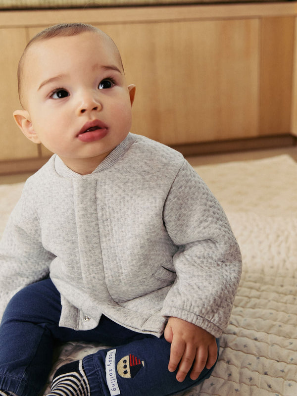 Grey Textured Baby Bomber Jacket (0mths-2yrs)