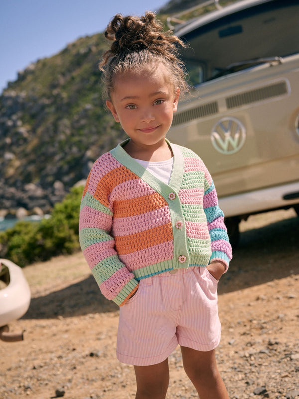 Rainbow Knitted V-Neck 100% Cotton Cardigan (3mths-7yrs)