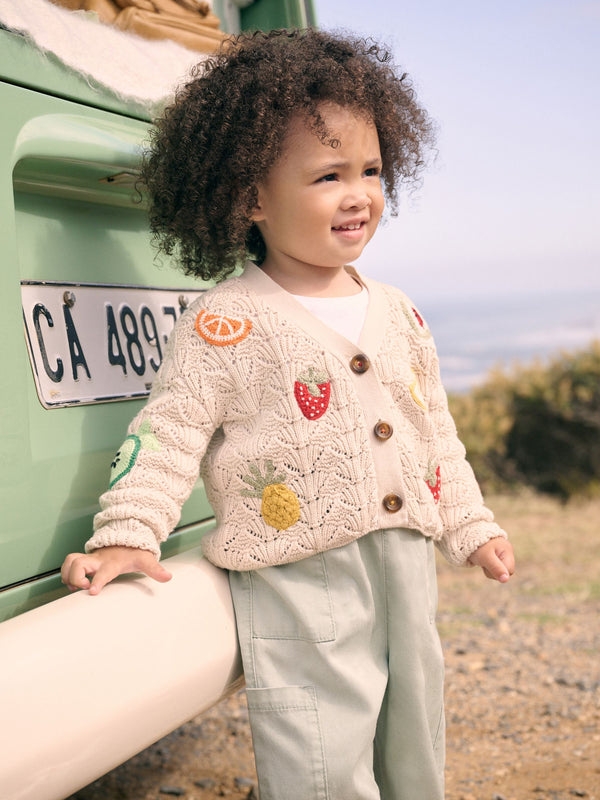 Ecru 100% Cotton Crochet Cardigan (3mths-7yrs)