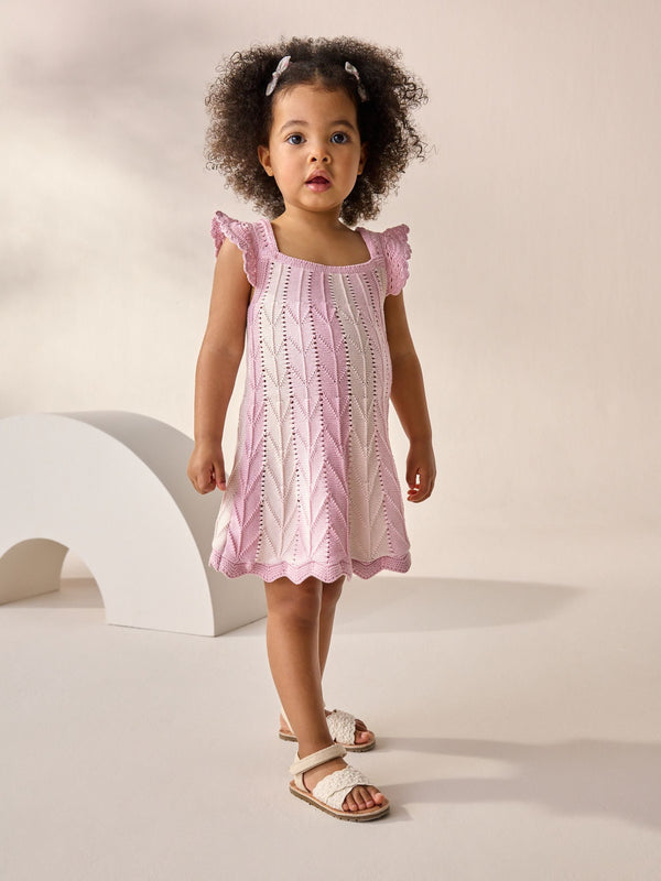 Pink Stripe Swing 100% Cotton Dress (3mths-7yrs)
