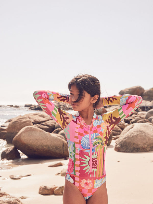 Pink Multi Long Sleeved Swimsuit (3-16yrs)