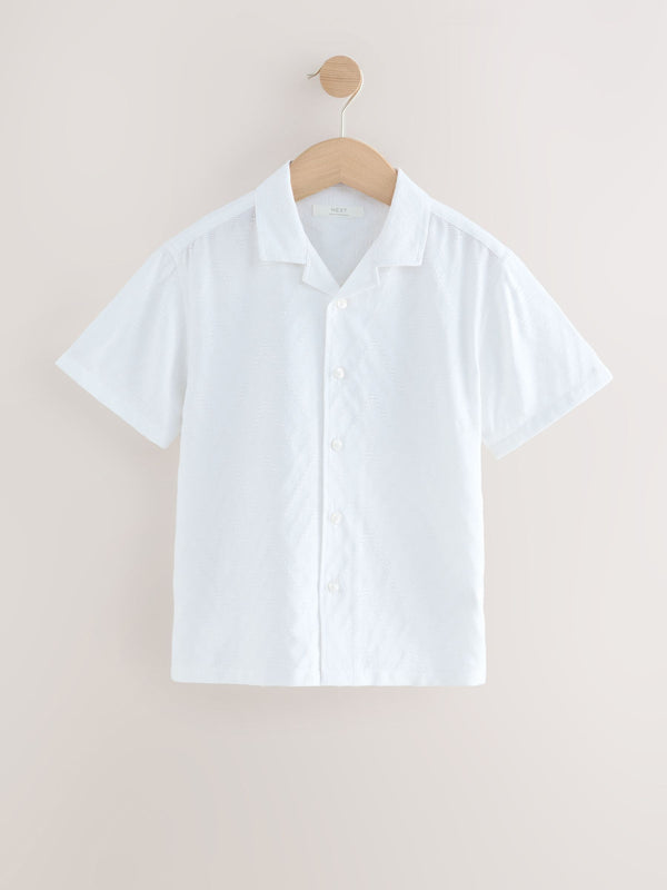 White Texture Short Sleeves Smart Textured Shirt (3-16yrs)