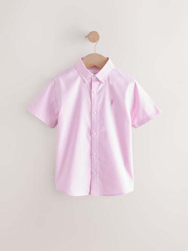 Pink Logo Short Sleeve Cotton Rich Oxford Shirt (3-16yrs)