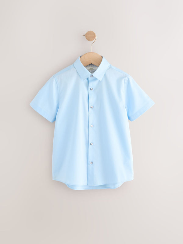 Blue Short Sleeves Smart Plain School Shirt (3-16yrs)