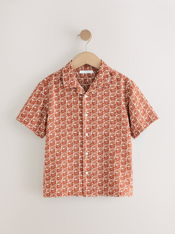 Brown/Orange Short Sleeve Printed Shirt (3-16yrs)