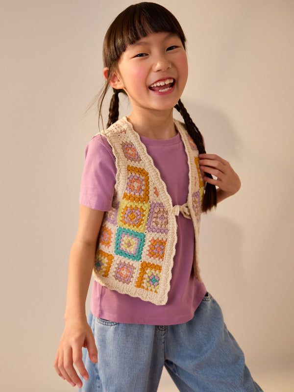 Multi Crochet 100% Cotton Waistcoat (3-16yrs)