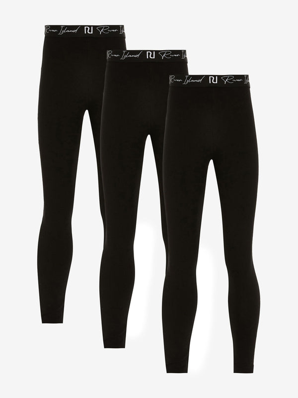 River Island Black Logo Waistband Leggings 3 Pack