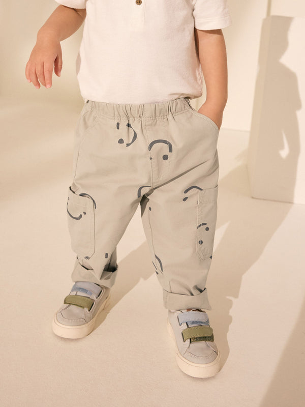 Neutral Smile Print Side Pocket Pull On Trousers (3mths-7yrs)