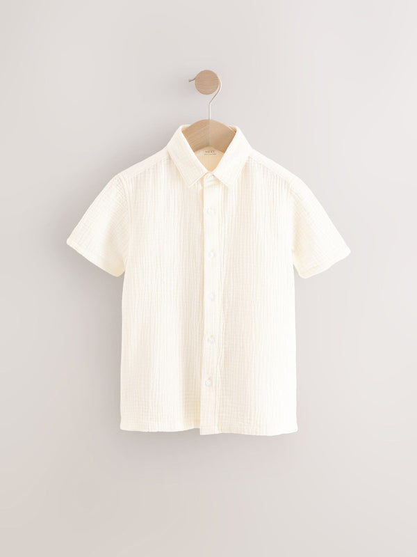 Buttermilk Double Cloth 100% Cotton Short Sleeves Textured Shirt (3-16yrs)
