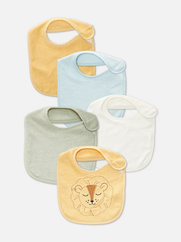 5 pk lion king cotton bibs