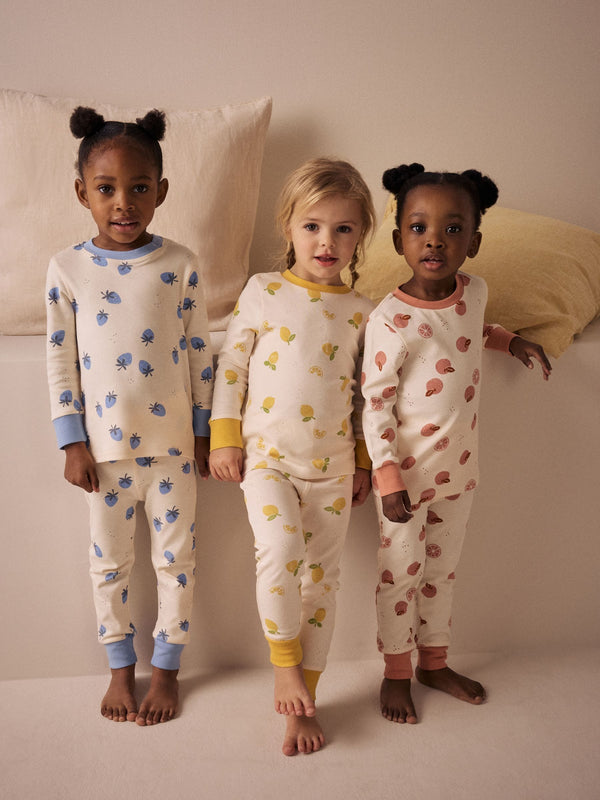 Cream Fruit Print Stampy Snuggle Pyjamas 3 Pack (9mths-12yrs)