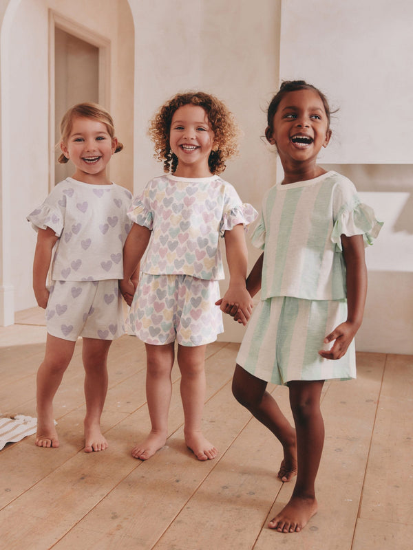 White/Purple Short Pyjamas 3 Pack (9mths-12yrs)