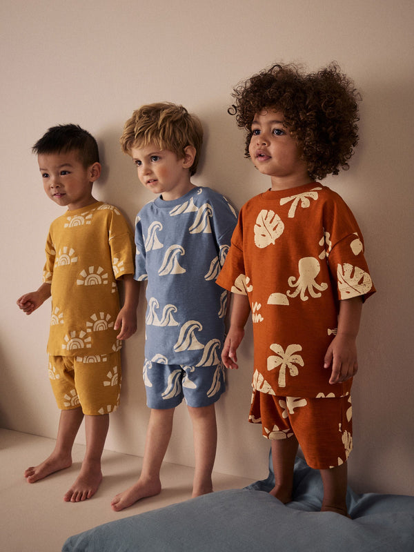 Multi Bright Sun and Sea Short Pyjamas 3 Pack (9mths-12yrs)