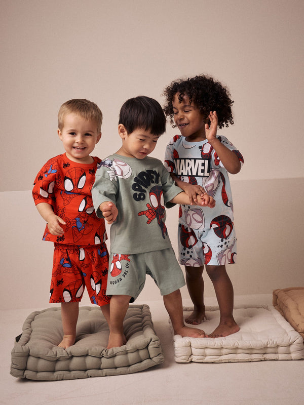 Red/Blue Spidey Short Pyjamas 3 Pack (12mths-10yrs)