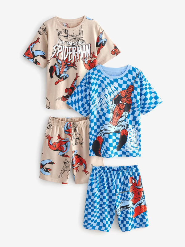 Navy/Camel Spiderman Short Pyjamas 2 Pack (1.5-8yrs)