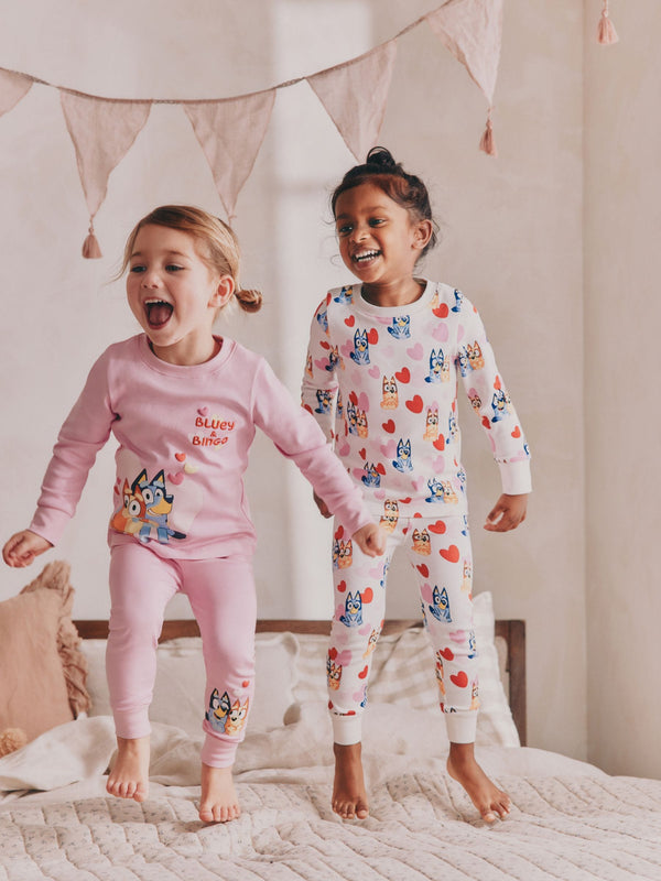 Pink Bluey Long Sleeved Snuggle 100% Cotton Pyjamas 2 Pack (12mths-8yrs)