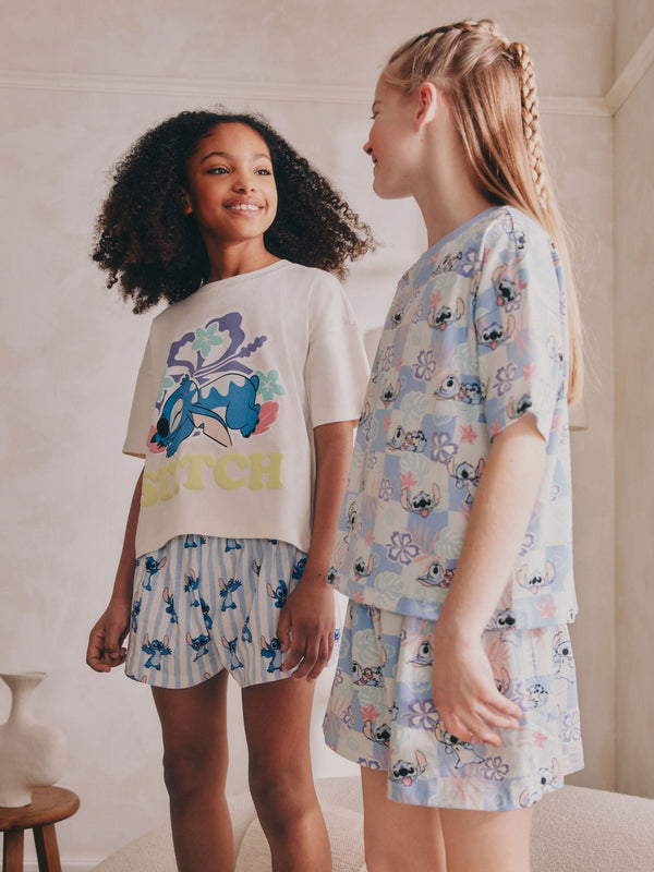 Blue/Ecru Lilo and Stitch Short Pyjamas 2 Pack (3-16yrs)