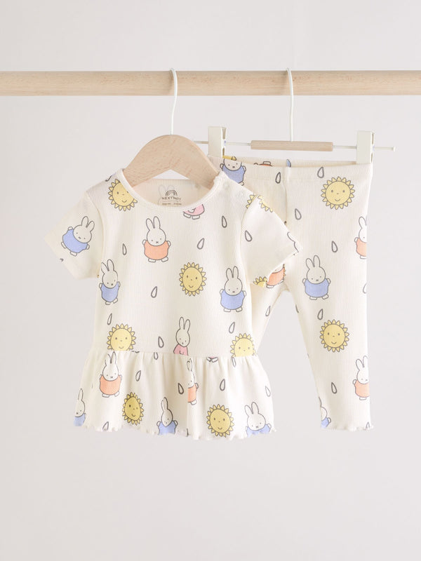 Cream Baby License Miffy Short Sleeve Top and Leggings Set 2 Piece
