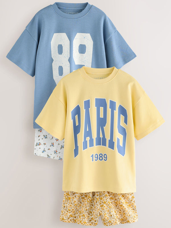 Blue/Yellow Short Pyjamas 2 Pack (3-16yrs)