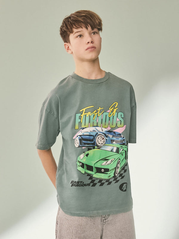 Green Fast And Furious Short Sleeve T-Shirt (3-16yrs)