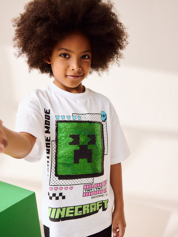White Bold Minecraft T-Shirt (3-16yrs)