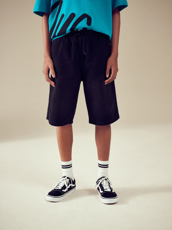 Black Bermuda Pull On Denim Shorts (3-16yrs)