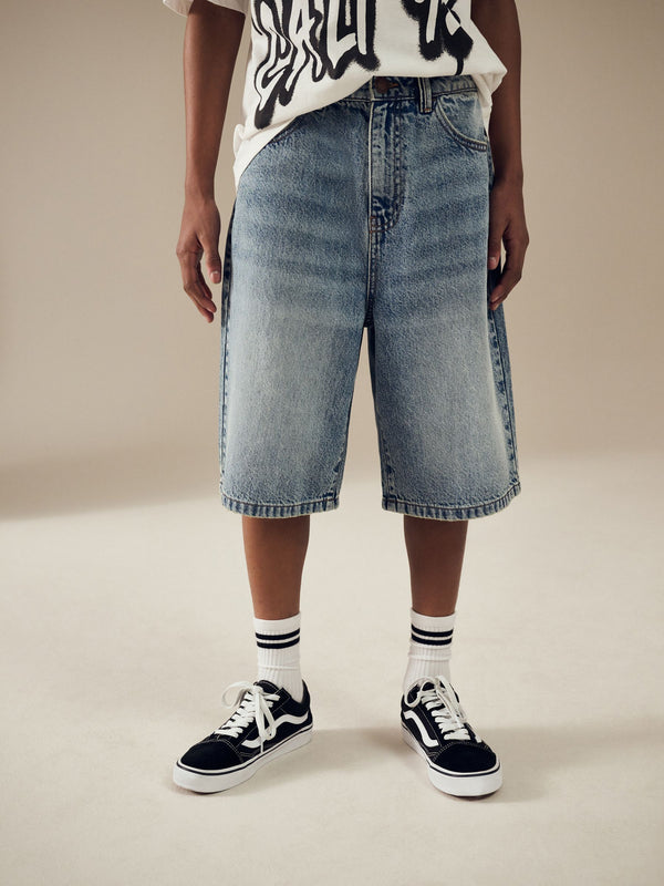 Mid Blue Long Line Jort Denim Shorts (3-16yrs)