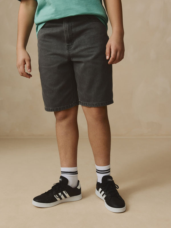 Black Wide Authentic Denim Shorts (3-16yrs)
