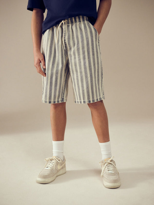 Blue Stripe Bermuda Pull On Denim Shorts (3-16yrs)