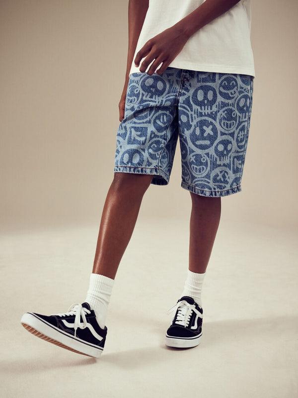 Blue Faces Wide Authentic Denim Shorts (3-16yrs)