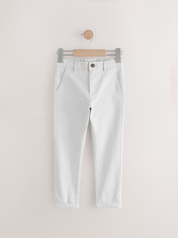 Silver Grey Skinny Fit Stretch Chino Trousers (3-16yrs)