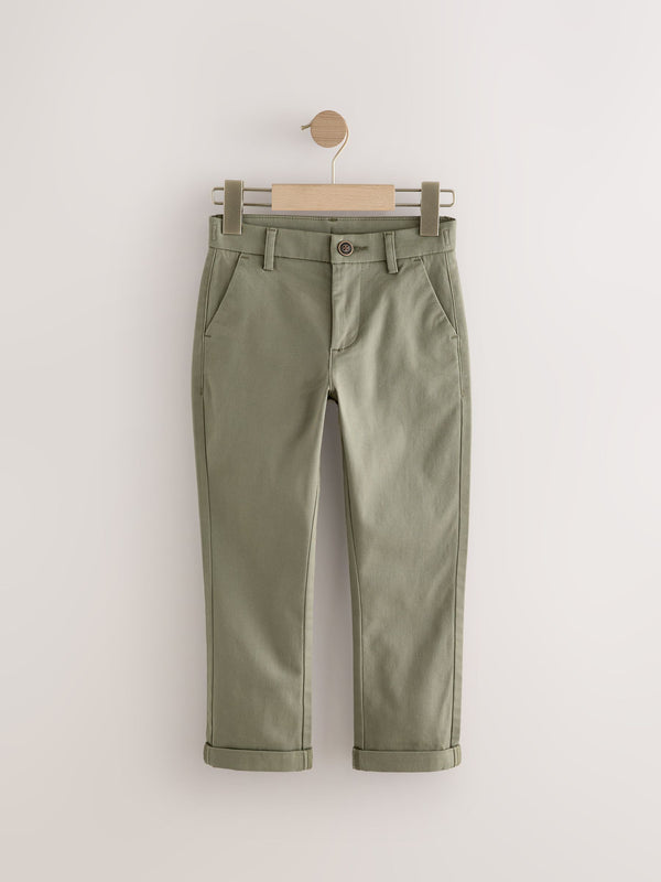 Olive Green Regular Fit Stretch Chino Trousers (3-17yrs)