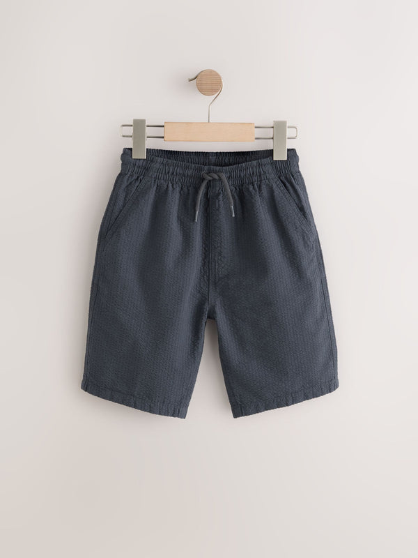 Grey 100% Cotton Textured Woven Pull On Shorts (3-16yrs)