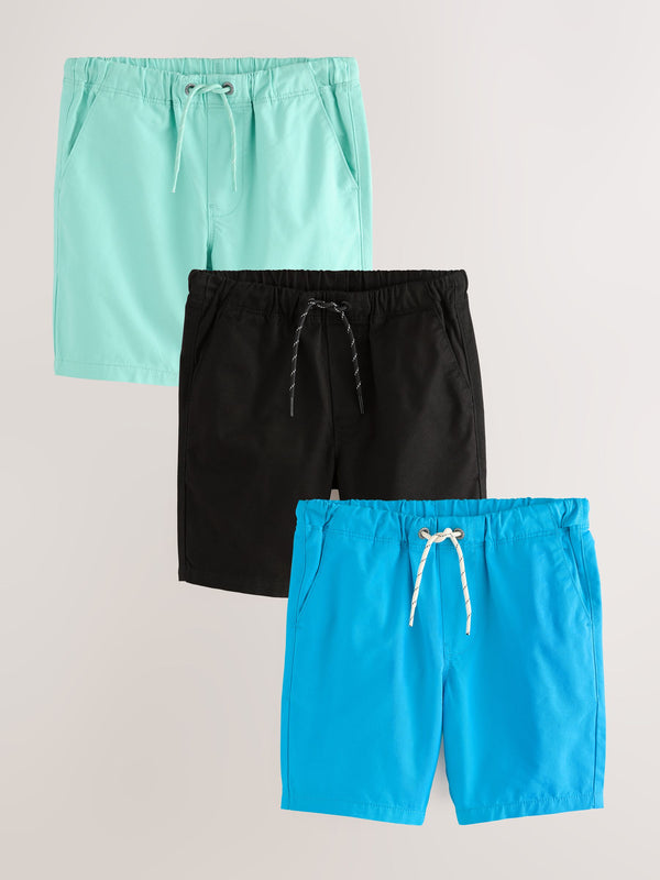 Teal/Cobalt/Black Regular Fit Pull-On Shorts 3 Pack (3-16yrs)