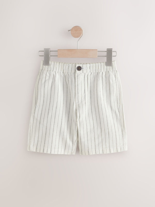Ecru Stripe Linen Blend Shorts (3-16yrs)