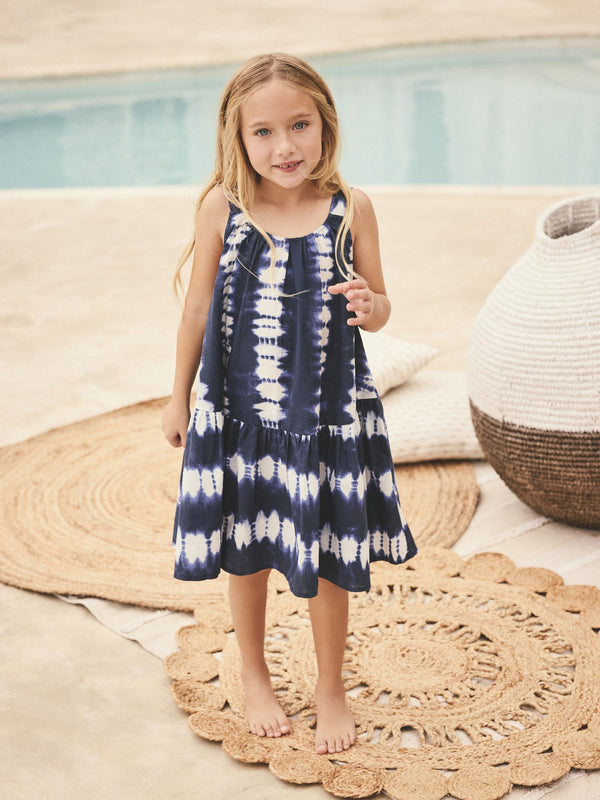Blue Tie-dye Summer Dress (3-16yrs)