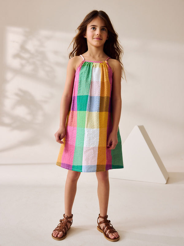 Rainbow Check 100% Cotton Summer Dress (3-16yrs)