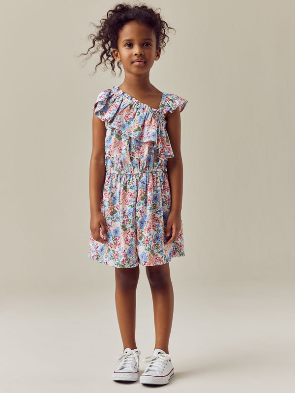 Pink Ditsy Frill Shoulder Playsuit (3-16yrs)